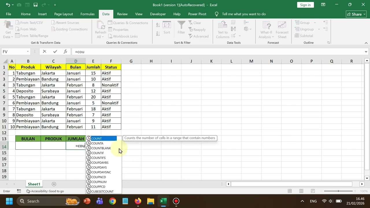 CARA BENAR MENGGUNAKAN RUMUS COUNTIF #excelpemula #excel #exceltips #rumuscountif #countifs