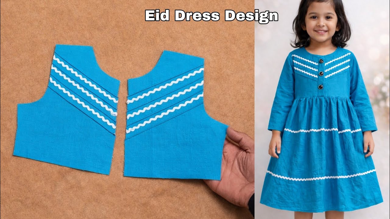 Baby Designer Dress cutting stitching | Eid frock Design cutting Stitch | nobi Design 