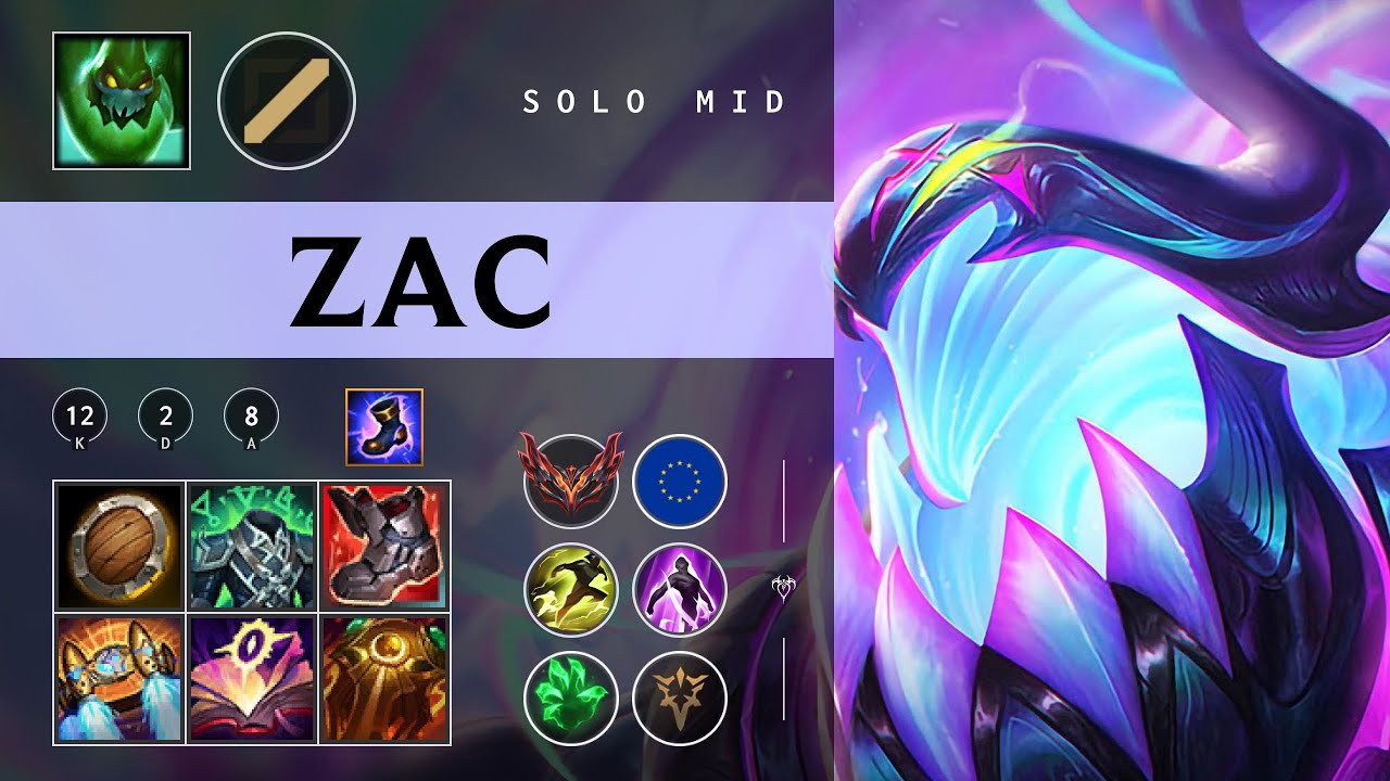 Zac Mid vs Akali - EUW Grandmaster Patch 26.01