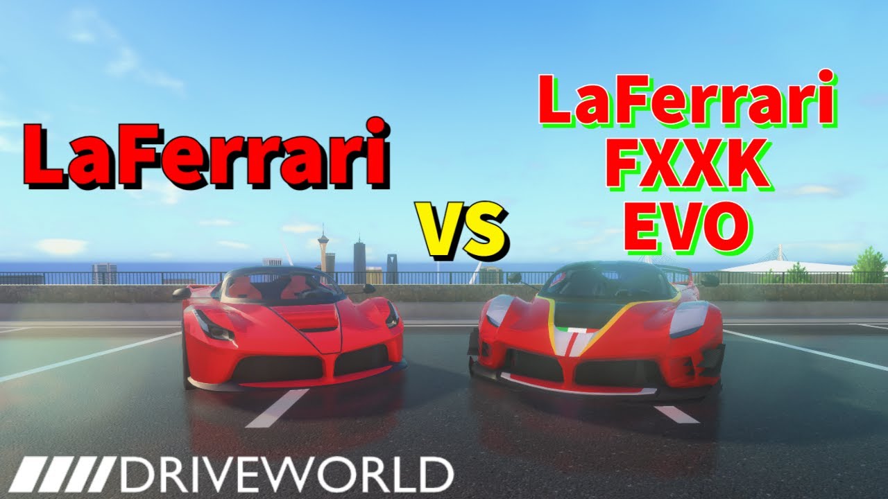Regular LaFerrari VS LaFerrari FXXK EVO IN ROBLOX DRIVE WORLD!