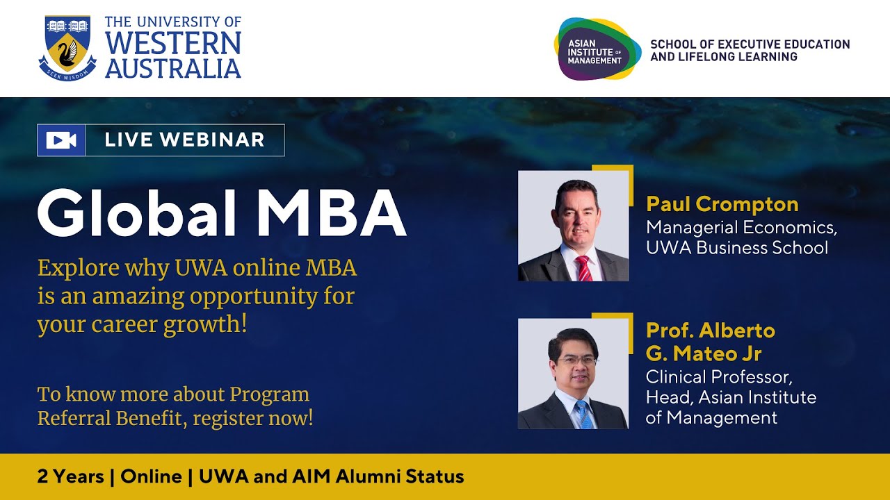 UWA Global MBA With PG Diploma From AIM | Faculty Webinar