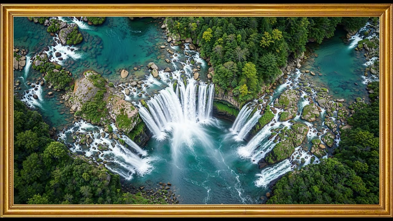 Aerial Landscape Photography Collection  Drone Bird's Eye View  5 Hour 4K Golden Frame Art Studio