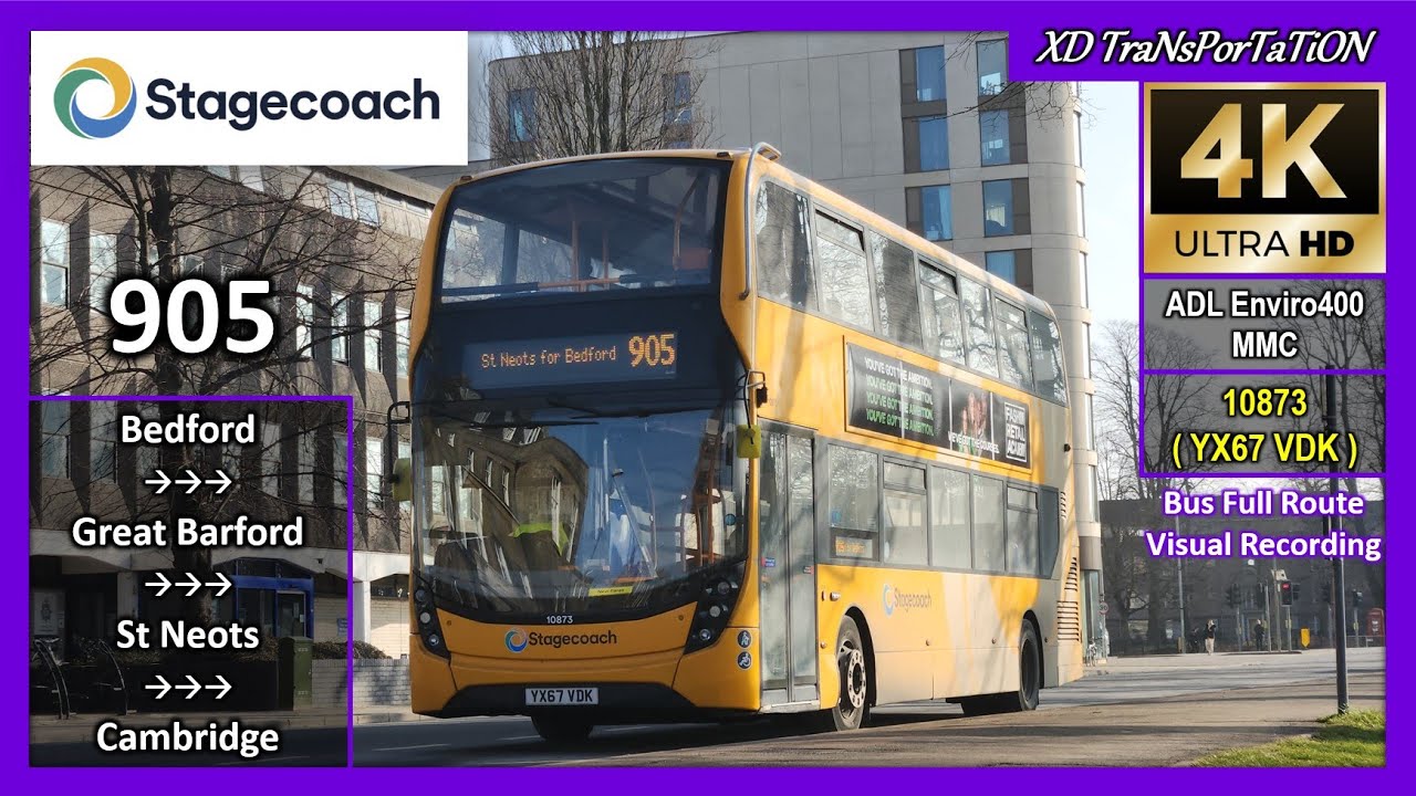 [Stagecoach East] 905 ~ Bedford Bus Station ➝ Cambridge, Parkside【4K UW】