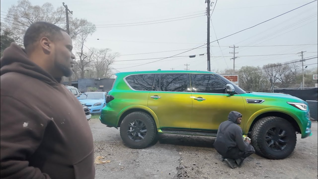 outrageous flipping slime painted infinity truck fresh out the paint booth  coming 34 inches