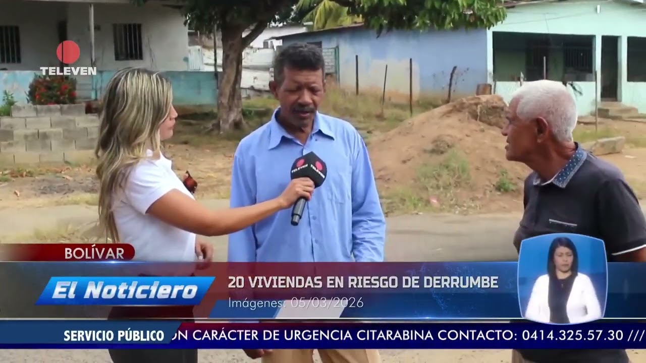 20 casas en riesgo de colapso en Bolívar - El Noticiero emisión meridiana 05/03/26
