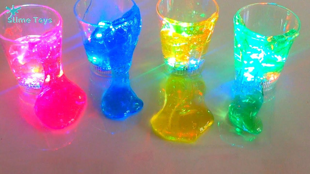 unboxing glass colors glow crystal slime asmr video