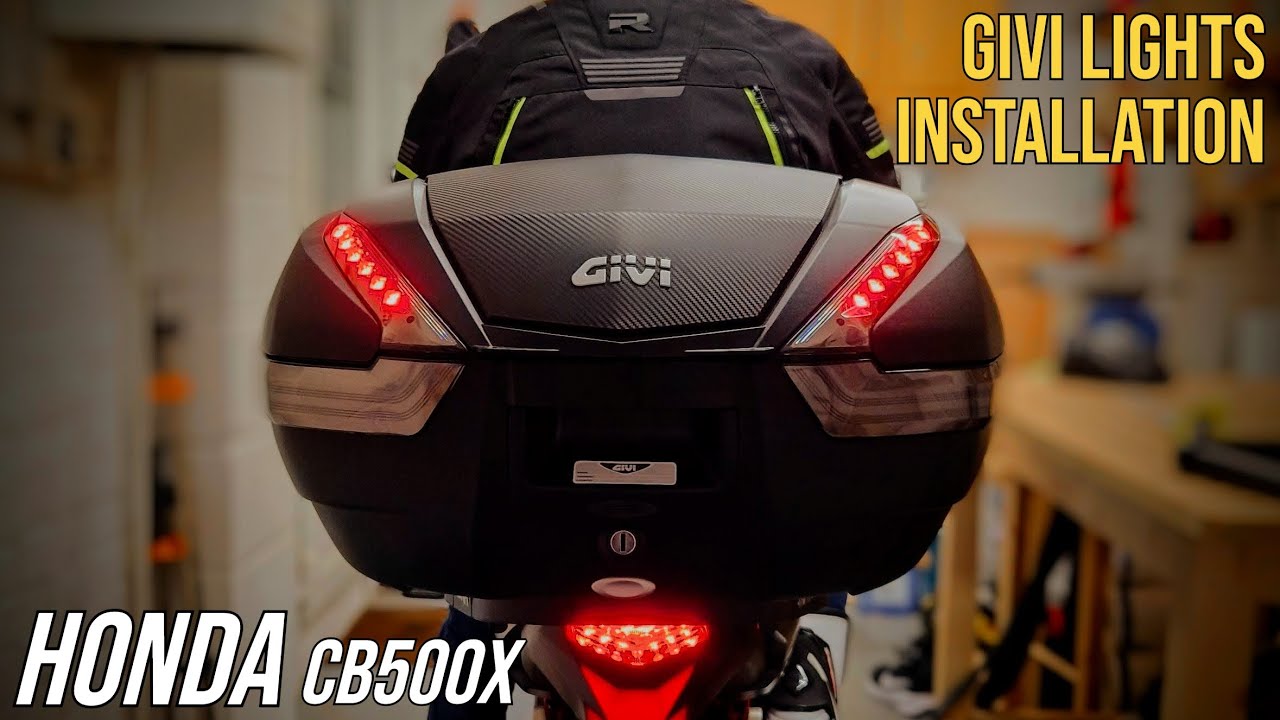 Как установить комплект стоп-сигналов Givi V47 на кофр Honda CB500X | Пошаговая инструкция