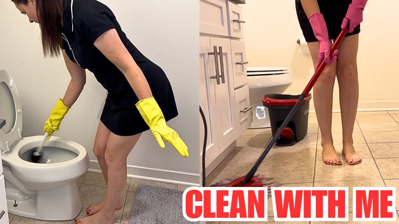 ASMR Floor & Toilet Cleaning 🧽💗 | Pink Gloves, Glove Sounds