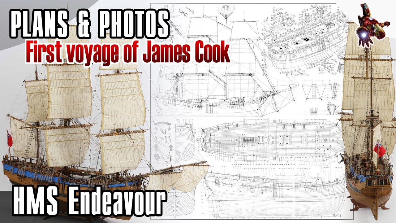 The HMS Endeavour 1764 model ship PLANS & PHOTOS * First voyage of James Cook * SUPERsmHEROES