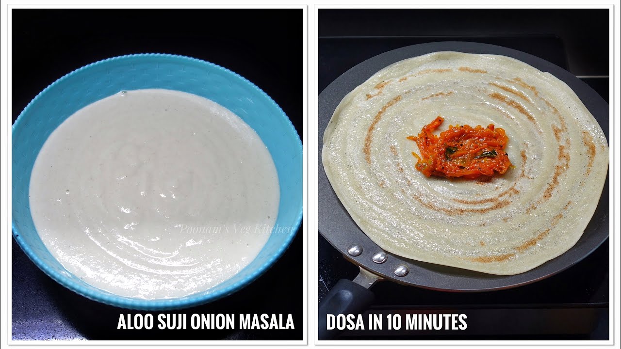 Ready in 10 minutes Aloo Suji Onion Masala Dosa | Simple Onion Masala Dosa South Indian Snack Recipe