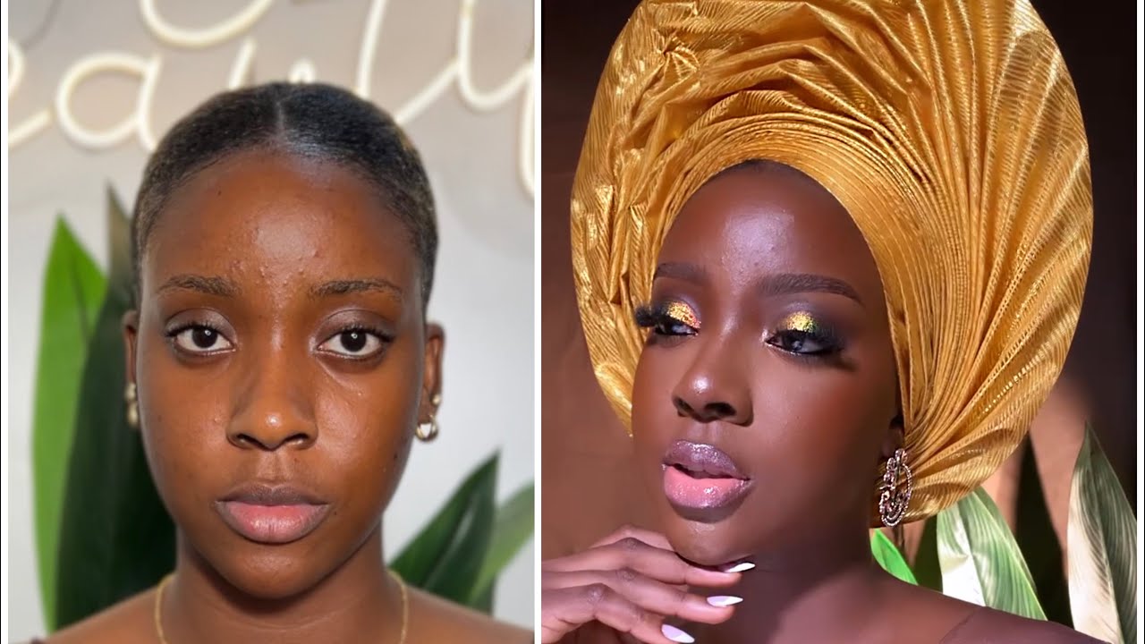 Full face Traditional bridal makeup , Using all Nigerian/affordable makeup brands. #darkskinmakeup