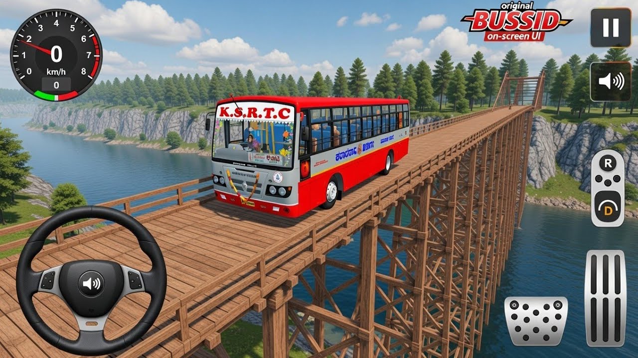 KSRTC Government Bus | Wooden Bridge Offroad Map 😱 | Bus Simulator Indonesia | Android Gameplay 