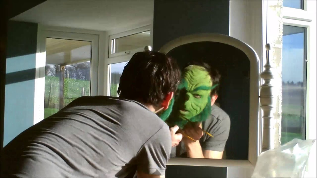 Applying Grinch Make Up / Mask - Stop Motion Footage