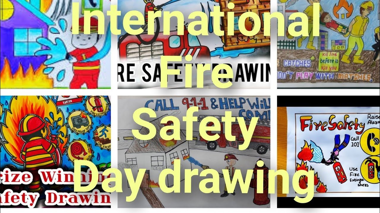 International firefighters day poster drawing | Poster on Fire Safety |How to Draw Fire Safety tools