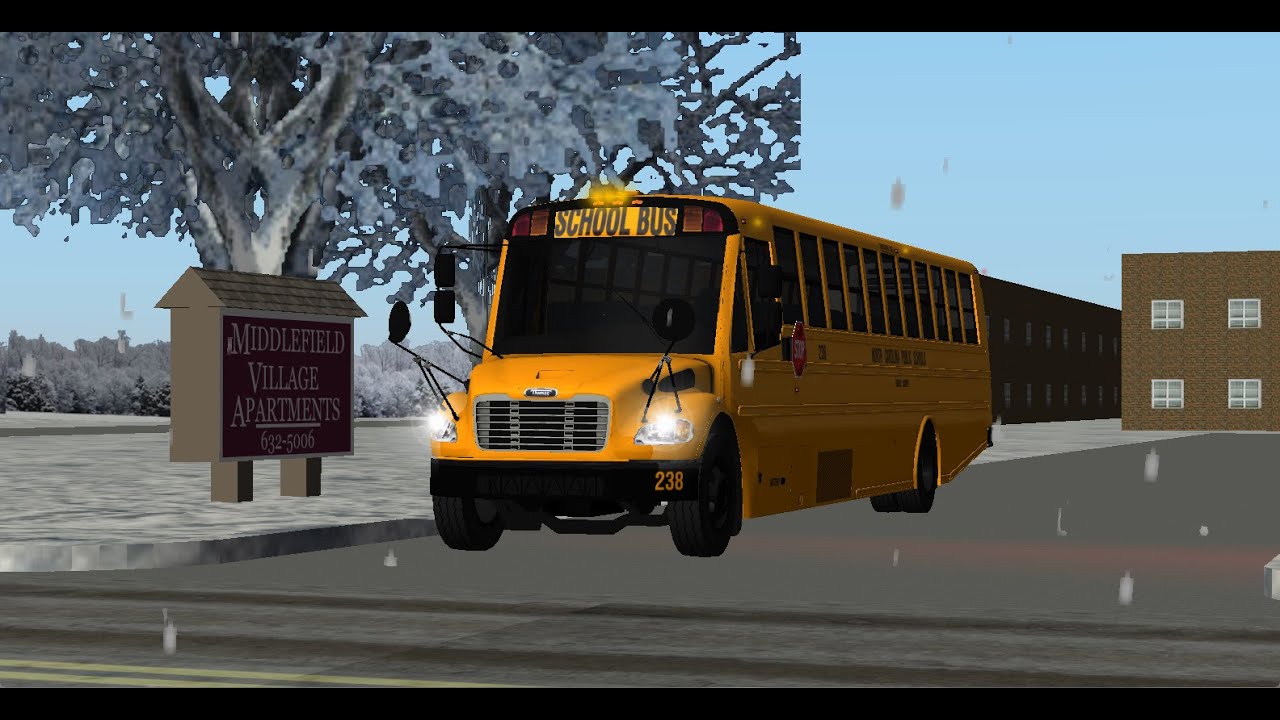 Rigs of Rods Morning MS Route on 2008 NCPS Thomas C2 During a Winter Snowstorm | BusDriver1356