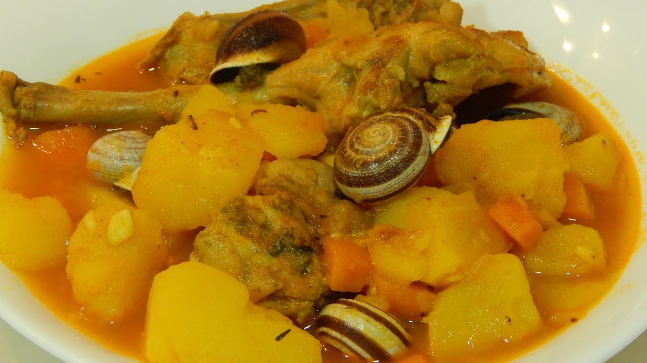 Guiso de conejo y caracoles receta fácil