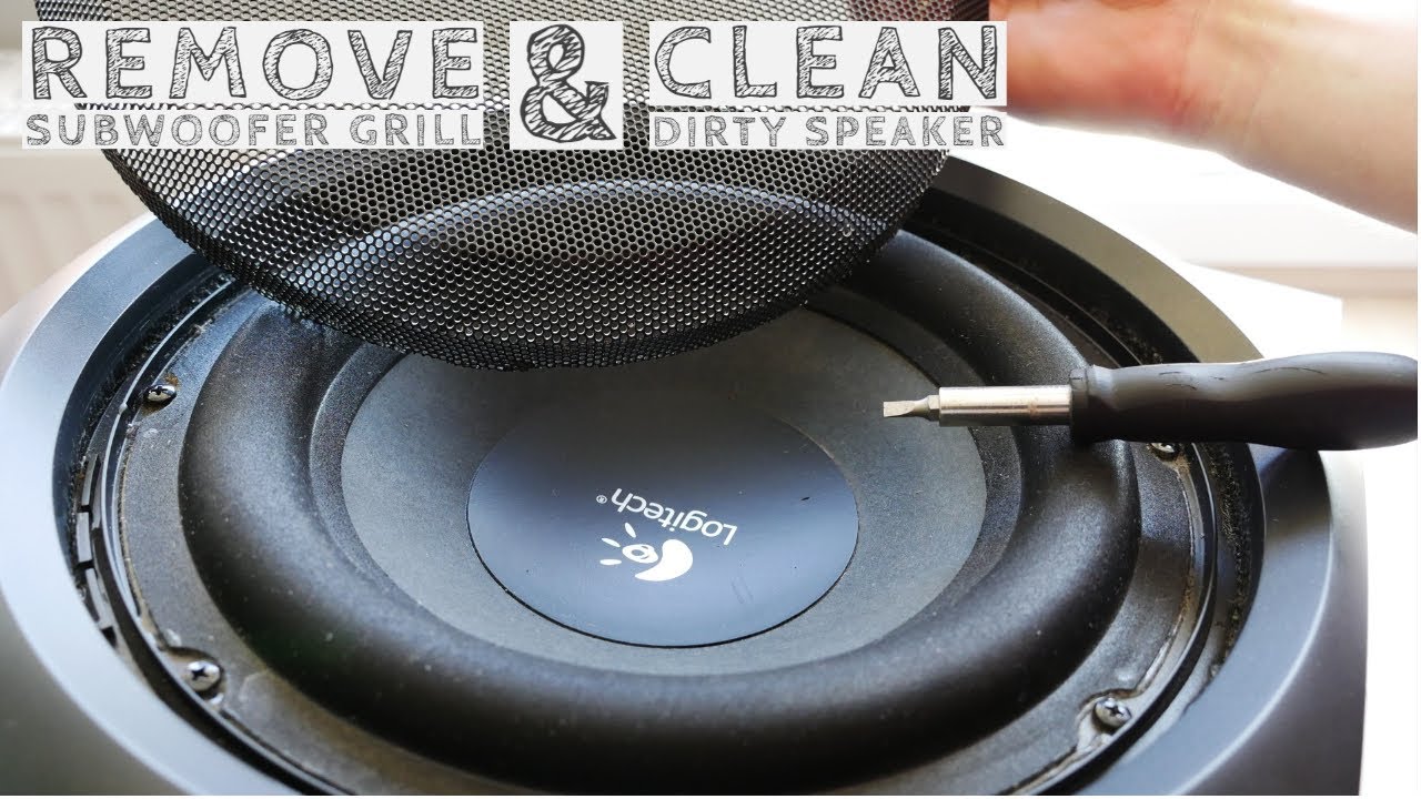 How to EASY remove Logitech subwoofer grill and clean DIRTY speaker