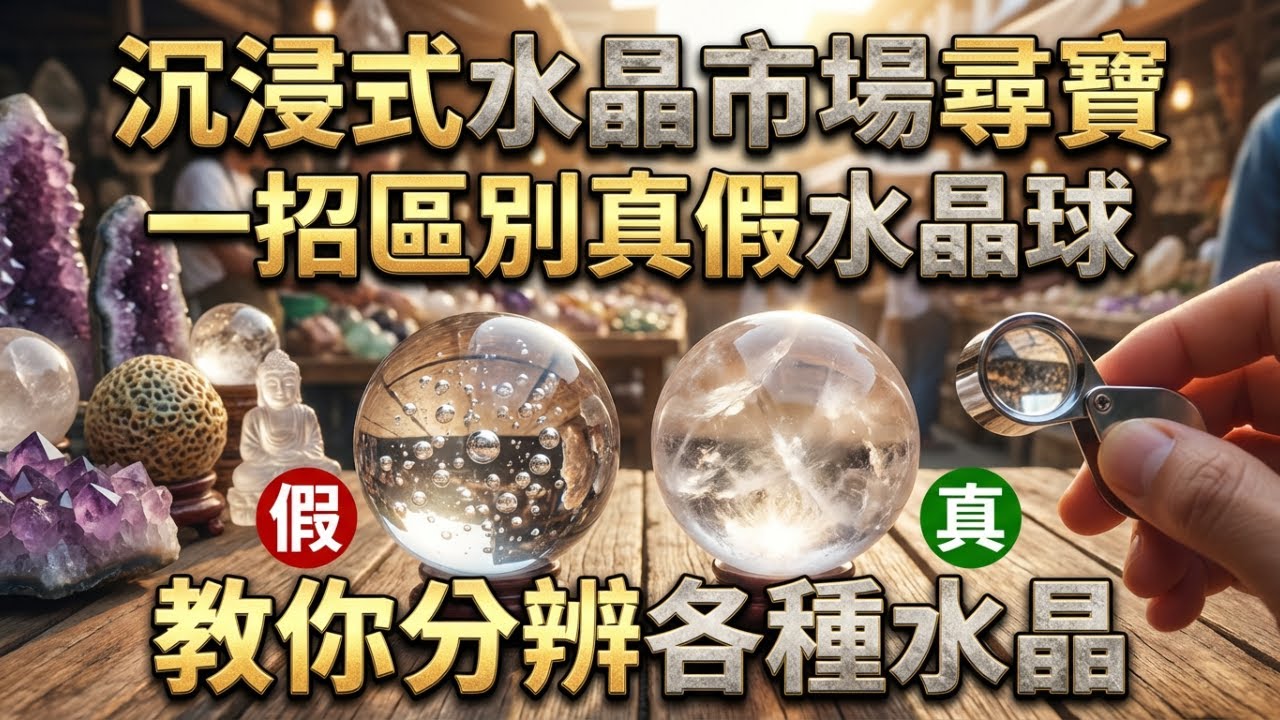 【沉浸式水晶地攤尋寶】真假水晶球一招破解！發現絕美天然奇石、佛件，這波收藏你見過嗎？｜地攤老闆不敢說的鑒別秘密，逛市場別再被坑了！