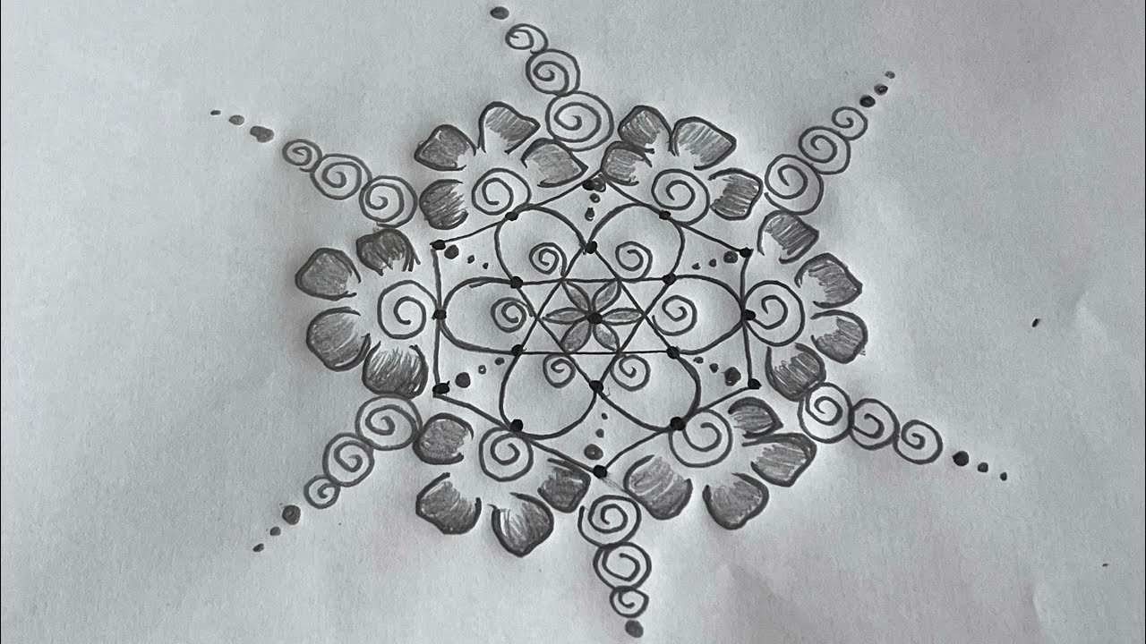 Daily Muggu Design with (5*3) dots… | Small and Beautiful Rangoli Design 🌸