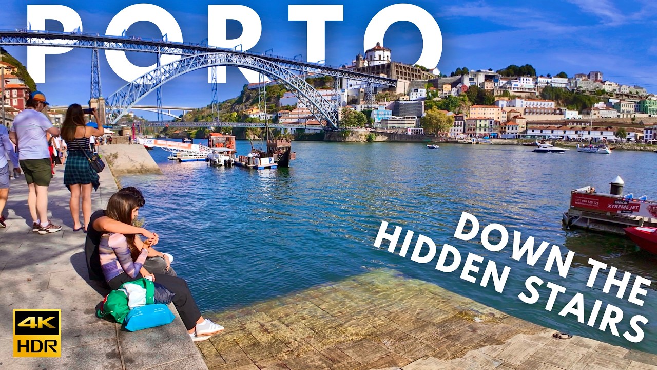 Porto Walking Tour 4K HDR | HIDDEN Guindais Stairs to Lively RIBEIRA 🇵🇹