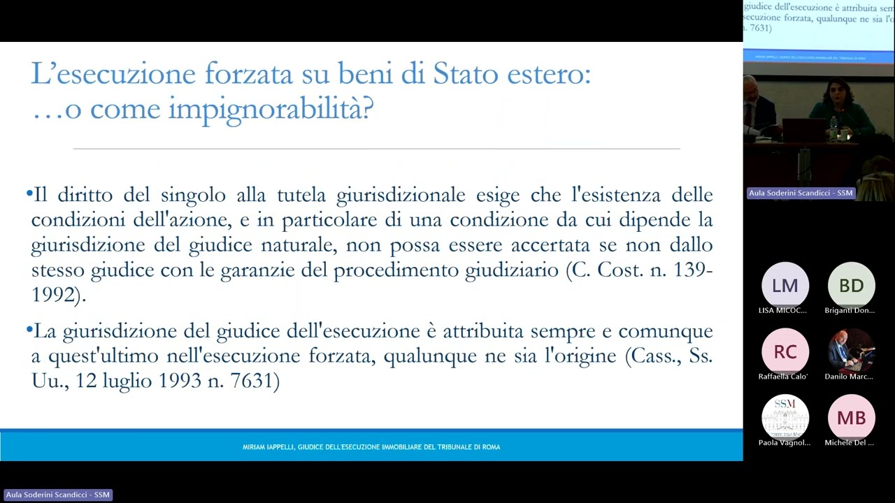 Immunità degli Stati stranieri dalla giurisdizione di esecuzione (Relazione a due voci)