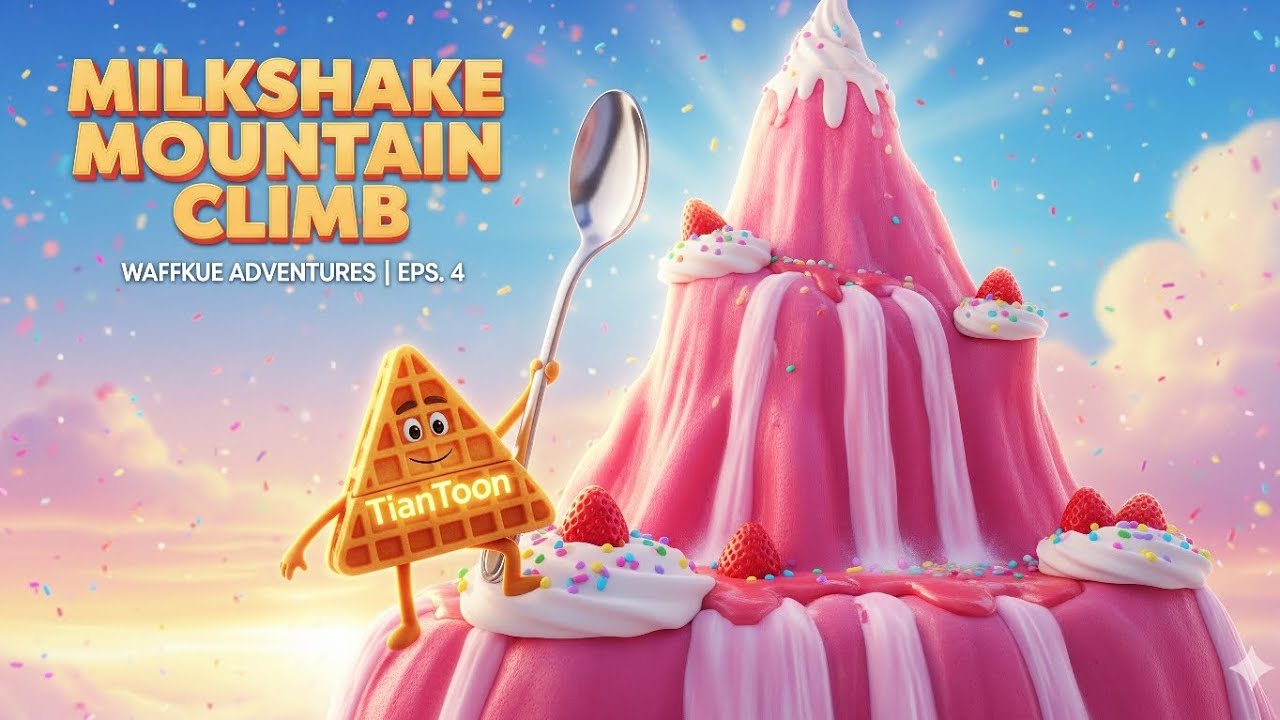 Waffkue Adventures Eps. 4 | Milkshake Mountain Climb | Cute 3D Animation Loop