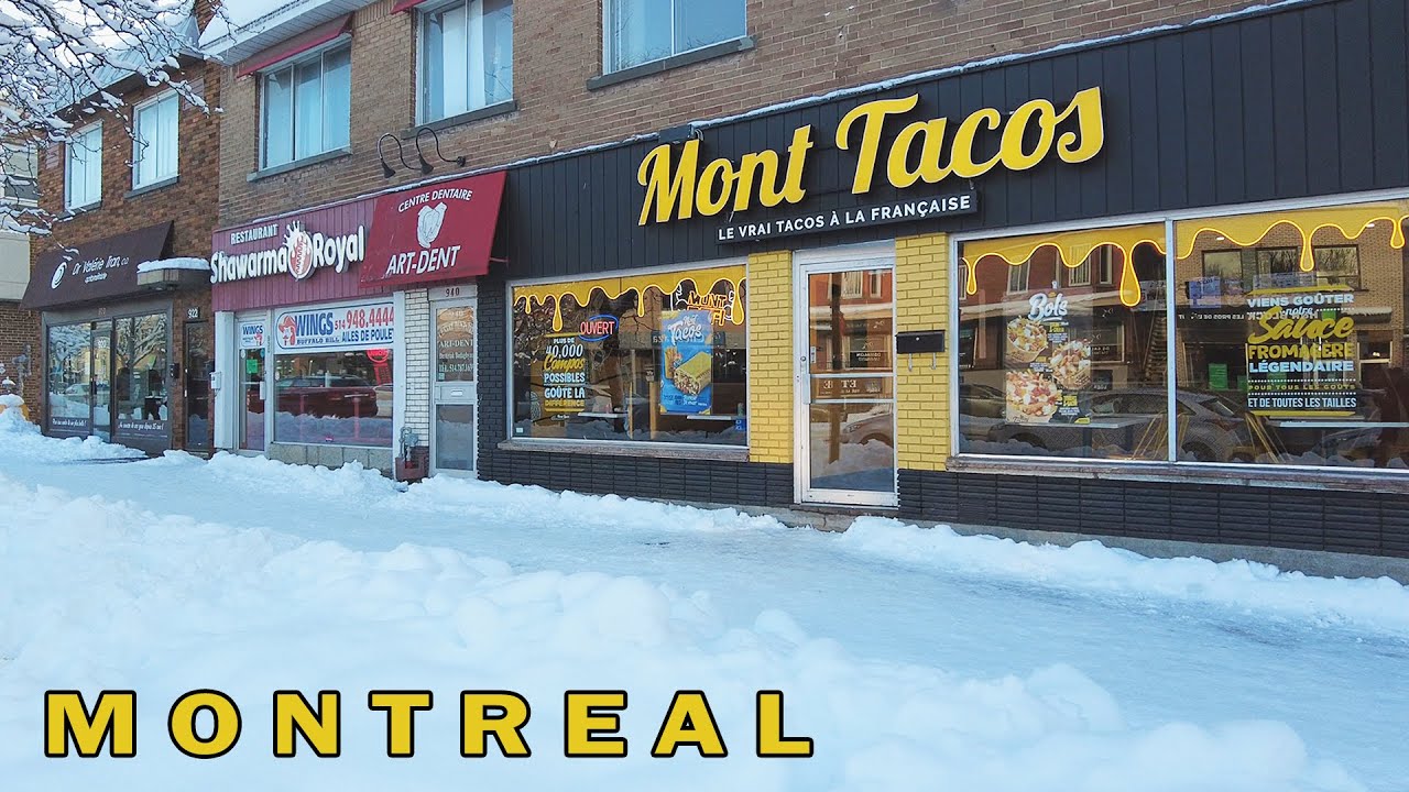 Montreal Winter Walk in Saint-Laurent with Fresh Snow on the Ground