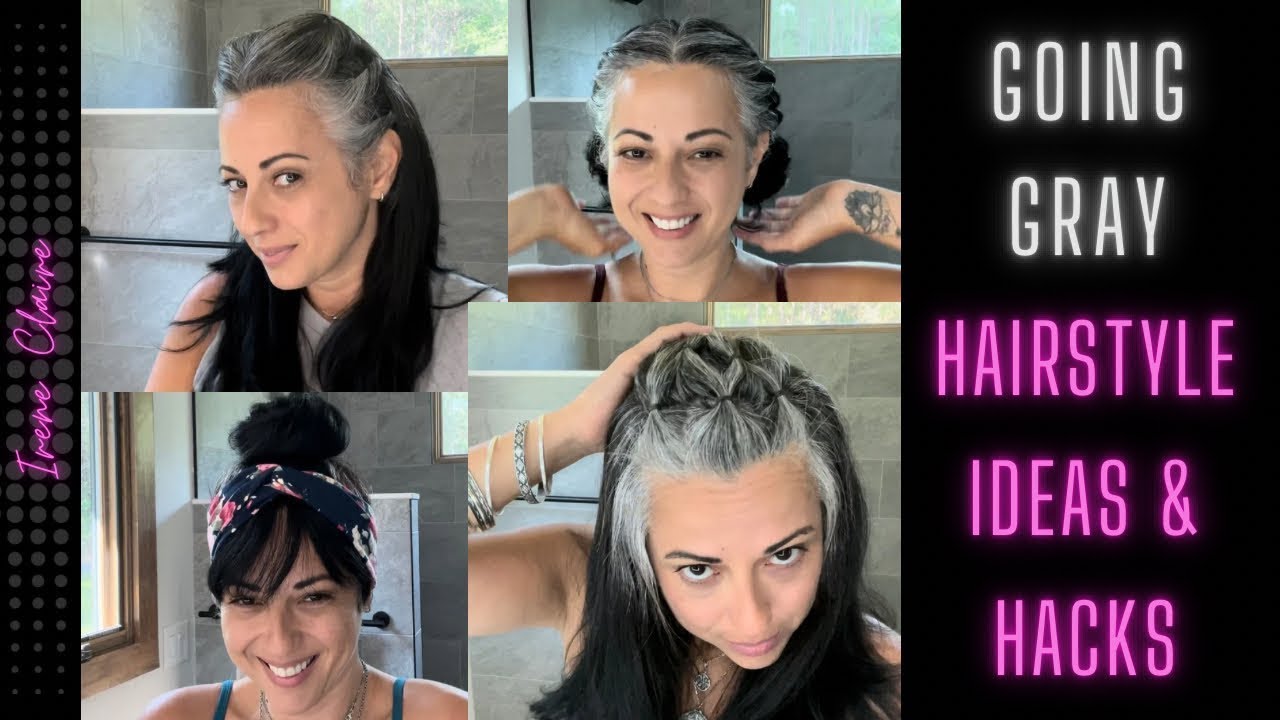 HAIRSTYLE IDEAS and HACKS for GROWING OUT GREY HAIR COMPILATION