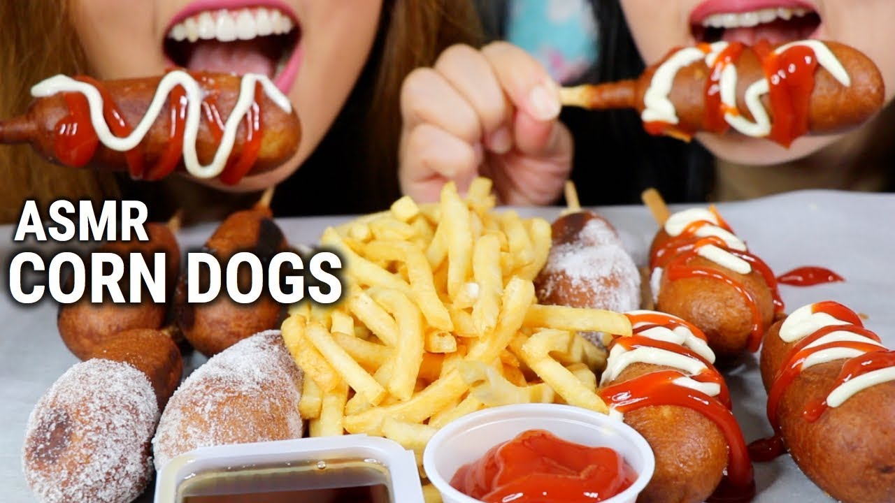 ASMR CORN DOGS and FRIES (CRUNCHY EATING SOUNDS) | Kim&Liz ASMR