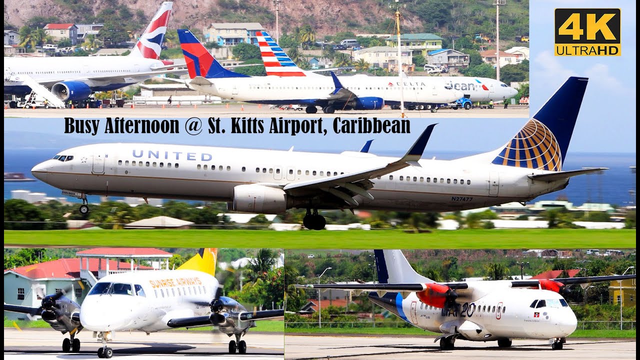 Busy Afternoon Plane Spotting @ St. Kitts, Eastern Caribbean, 777-200, 737-800, ATR, E120....