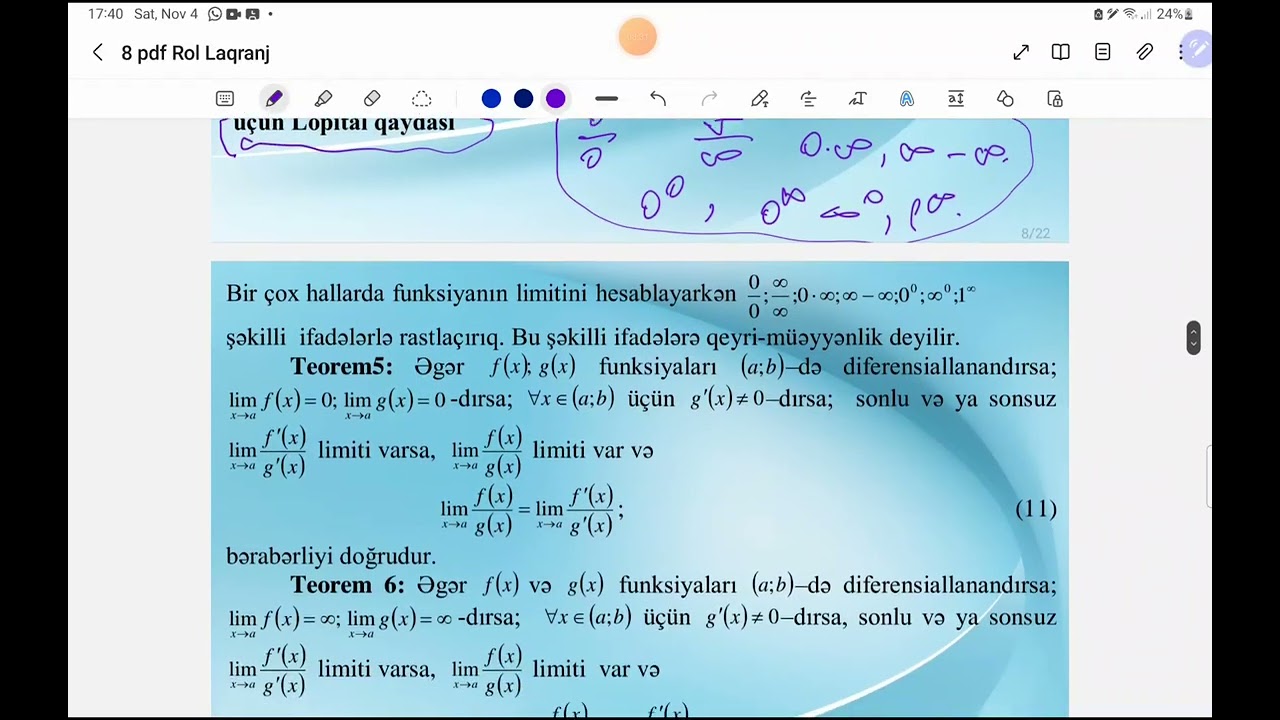 Orta qiymət teoremləri (Ferma, Roll, Laqraj və Koşi)