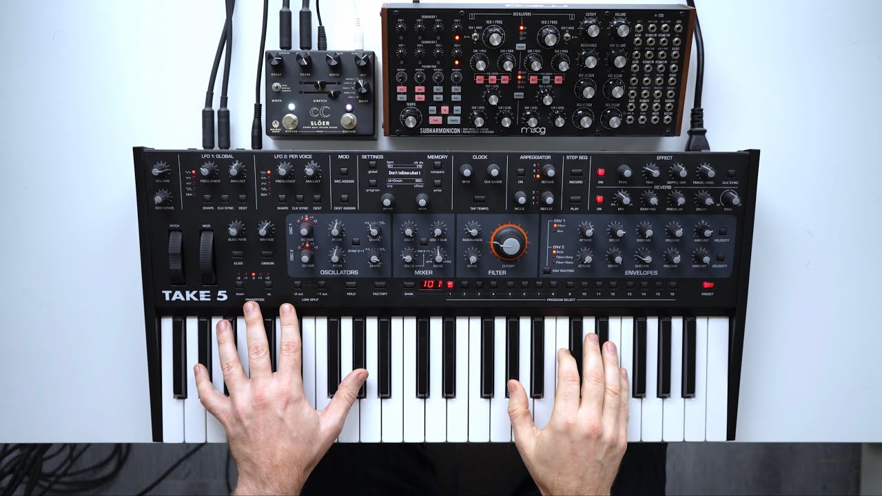 Sequential Take 5, Moog Subharmonicon, Walrus Sl&ouml;er - cinematic synth performance