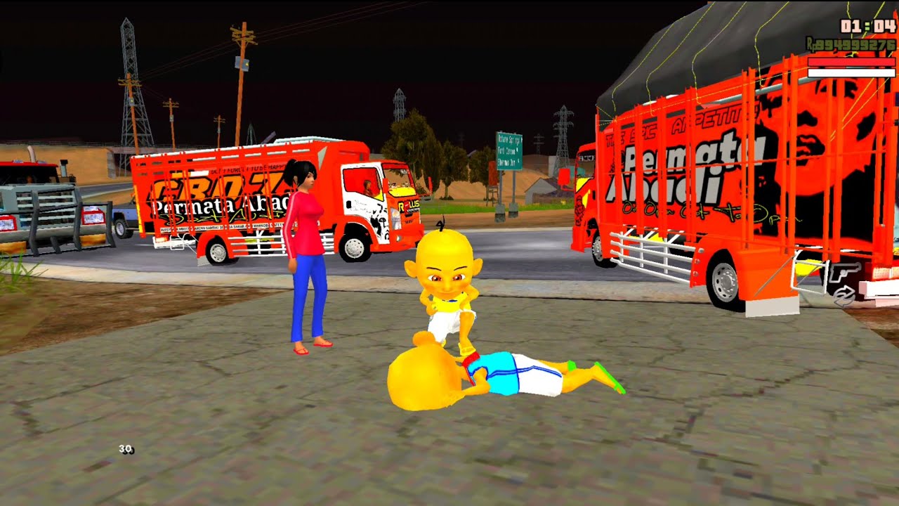 Upin & Ipin Petantang Pamer Truk Orange , Kak Ross Senang bawa Terjung Payung ☔ Polisi 😂 Dunia Oyya
