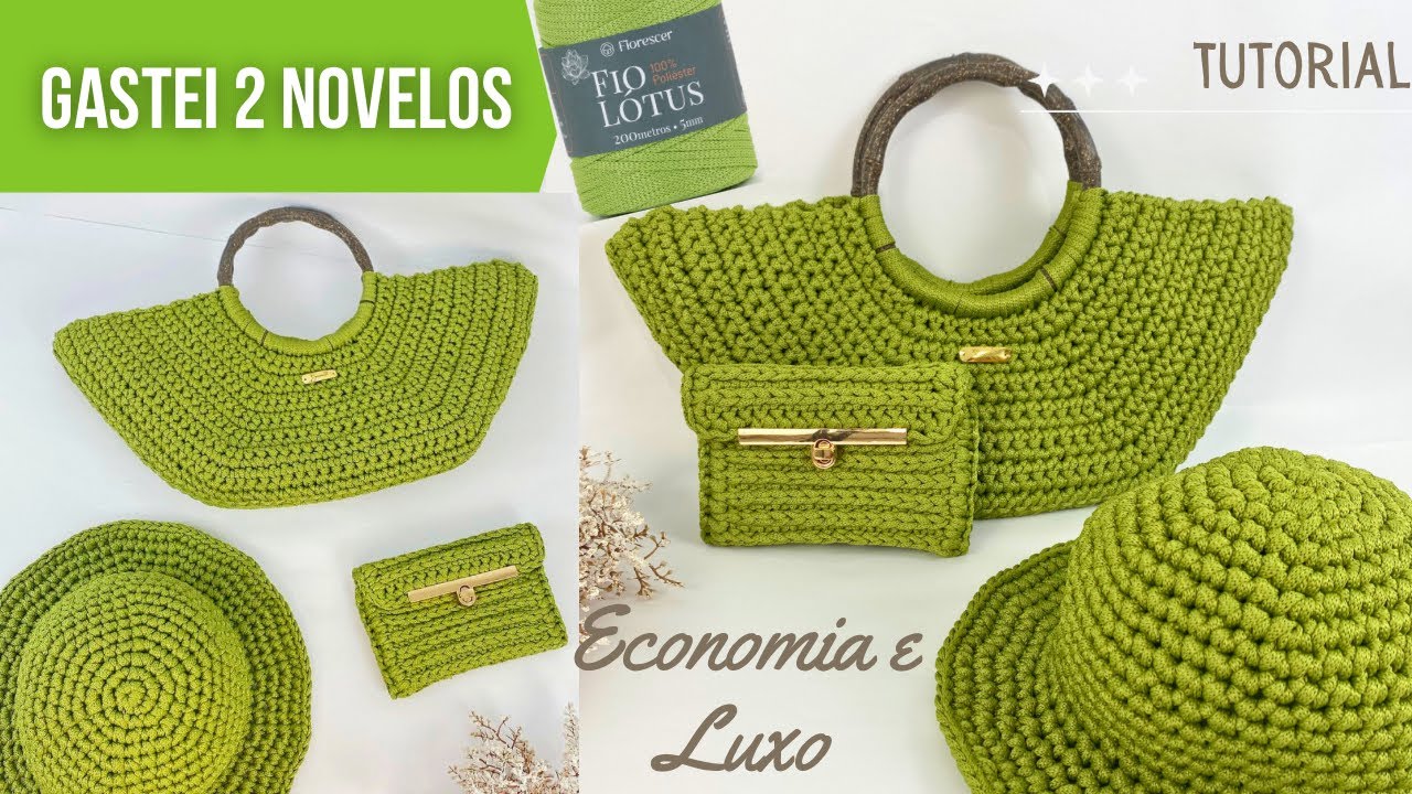Uau! Kit Completo com apenas 2 Novelos de Lotus - Bolsas de Croch&ecirc;