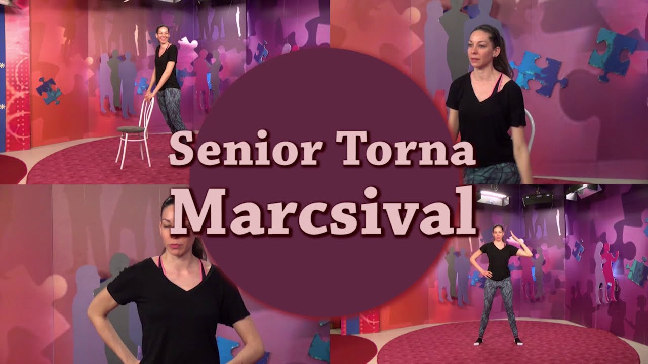 Szenior torna széken ülve Novák Marcsival