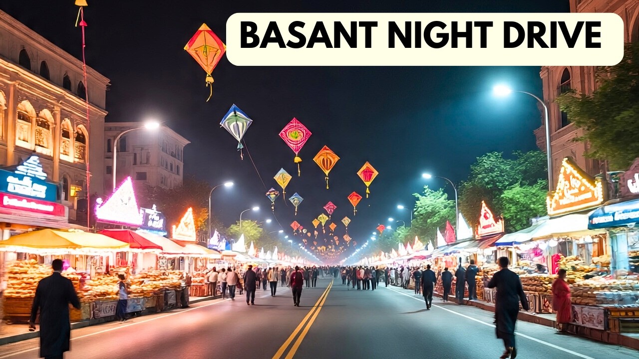 Ночной автопробег Basant в Лахоре в 2026 году | Огни, воздушные змеи и городская атмосфера 🌙✨