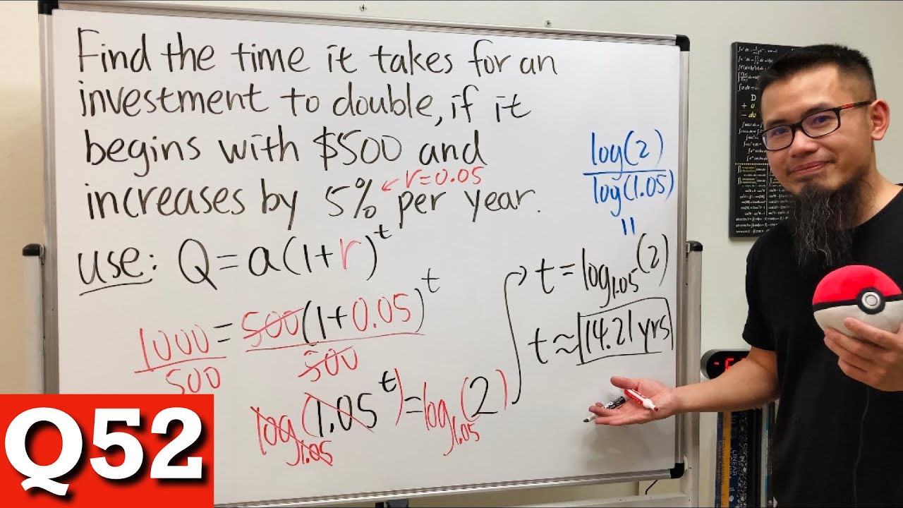 How to find the doubling time from an exponential growth equation
