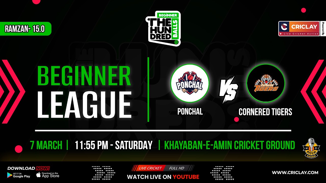 Ponchal vs Cornered Tigers | Beginner Hundred - Ramadan 15.0 | Criclay