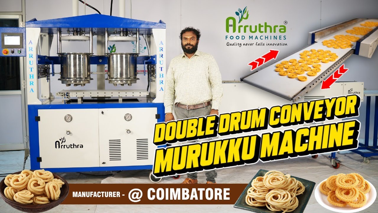 DOUBLE DRUM MURUKKU MAKING MACHINE WITH AUTOMATED CONVEYOR  | COIMBATORE  | 99945080909 | 9994580955