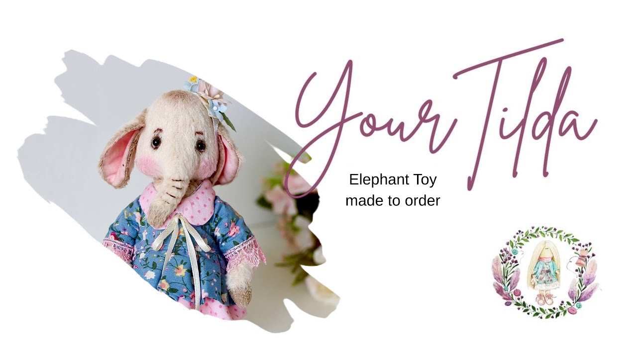 Handmade OOAK Teddy , Elephant Plush Toy, Collectible Artist