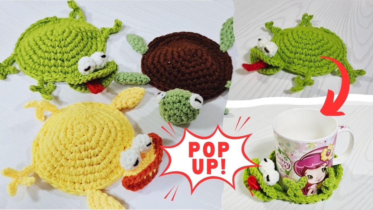 POP UP! How To Crochet 3-in-1 Cute Pop-Up Animal Coasters - Step-by-Step Tutorial