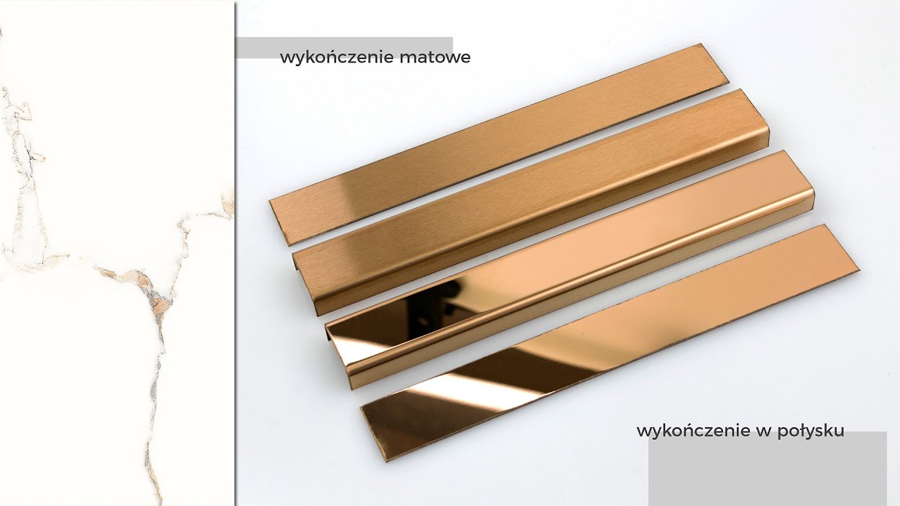 Profil metalowy miedziany copper i płaskownik do płytek - por&oacute;wnanie