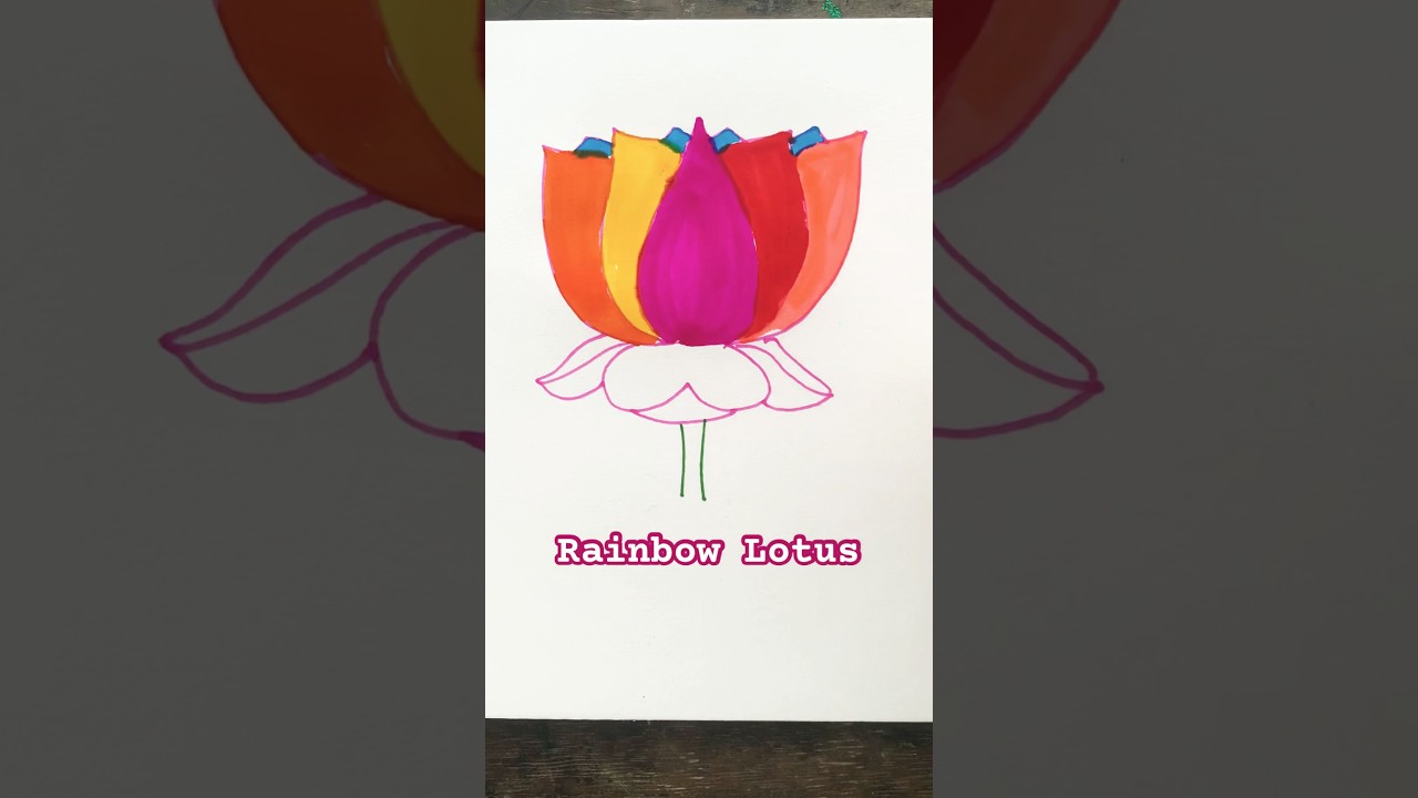 Rainbow 🌈 Lotus 🪷 Art For kids #shorts #diy #creative #kidsart