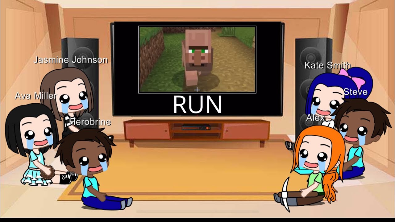 Young Jasmine, Ava and Kate react to Minecraft Wait What ft. Steve, Alex and Herobrine