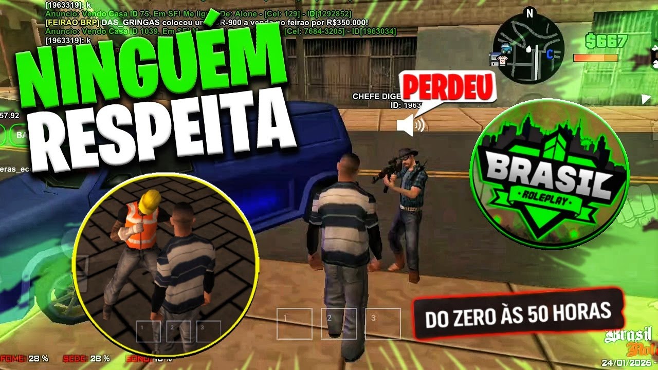 NINGUÉM RESPEITA INICIANTE 😭#02 DO ZERO ÀS 50 HORAS NO BRASIL ROLEPLAY GTA SAMP