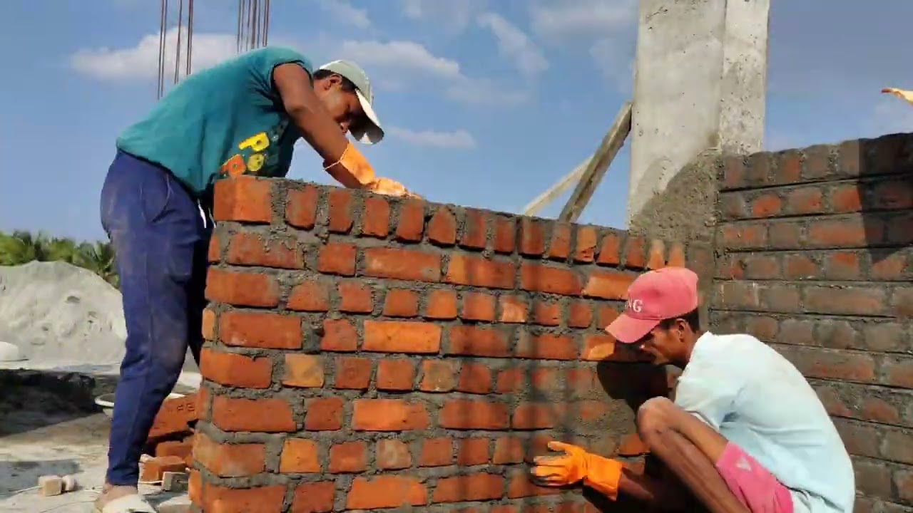 See how to make a beautiful brick wall one by one. @civilcontractor365 @theconstruction2026