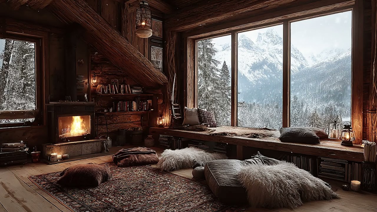 NO ADS • Crackling Fire in an Old Cabin 🔥 3 Hours Relaxation