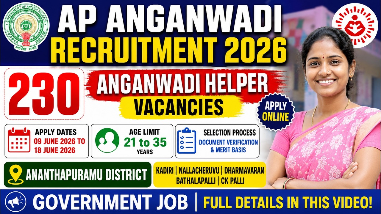 AP Anganwadi Recruitment 2026 | 230 Anganwadi Helper Vacancies | Apply Online |