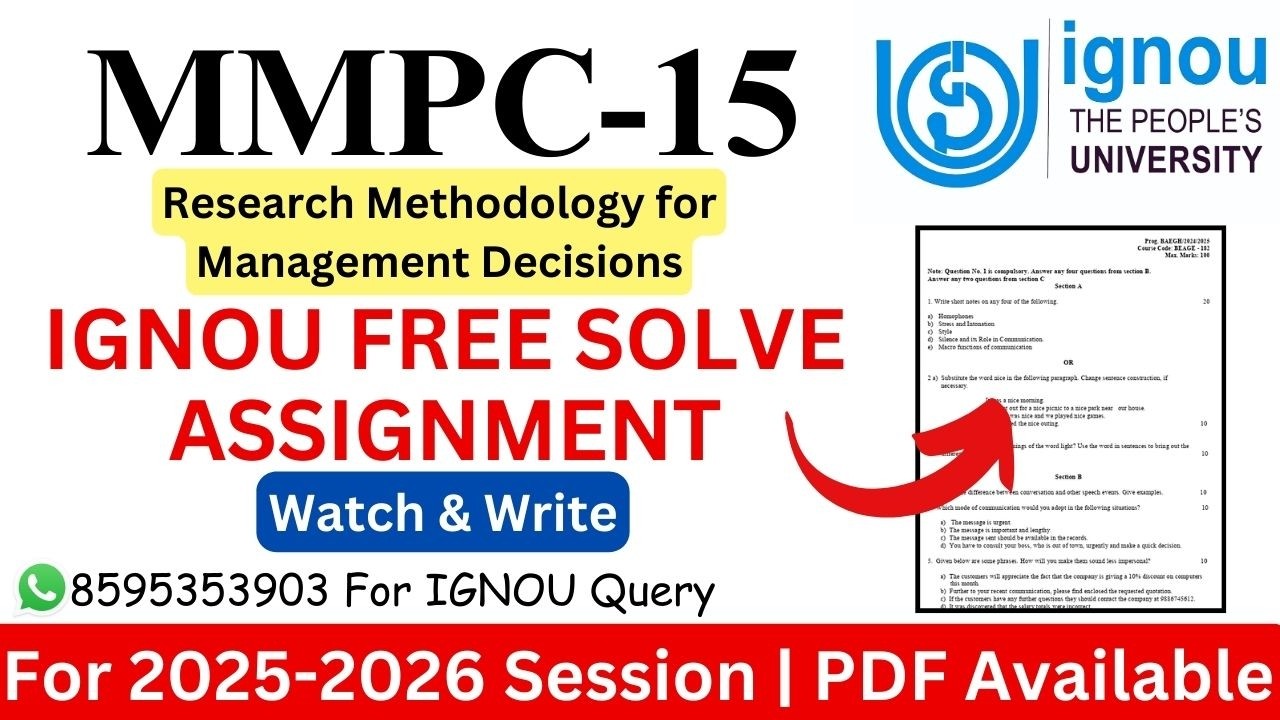 IGNOU MMPC-15 2025-2026 Solve Assignment | IGNOU Free Solve Assignment 2025-2026 | IGNOU |