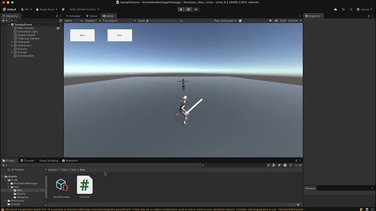 Unity Animation Montage Plugin